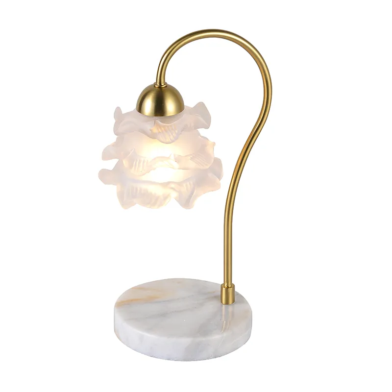 1-Light Frosted Glass Petal Bordslampa