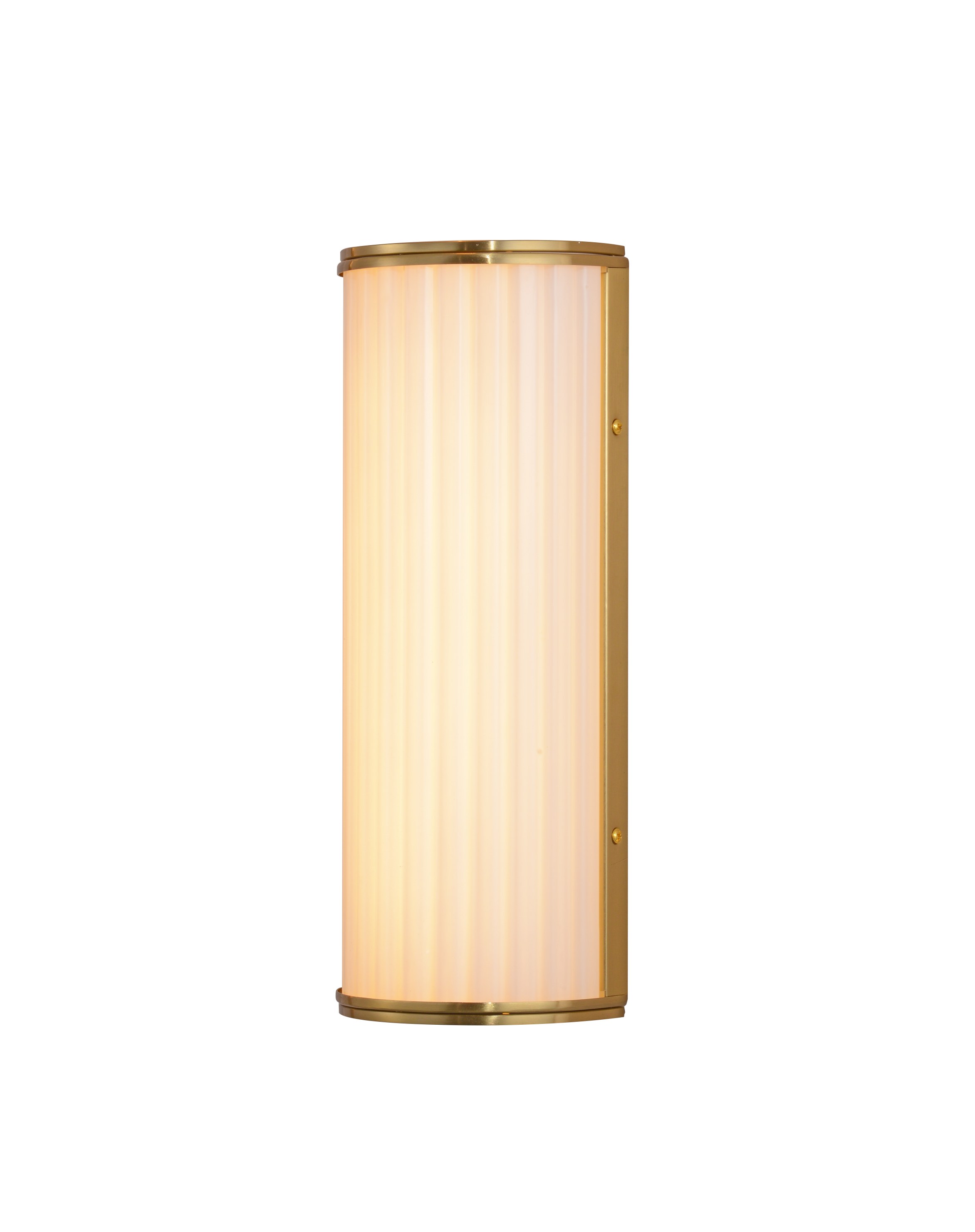 Cylindrisk räfflad glasmässing vägglampa