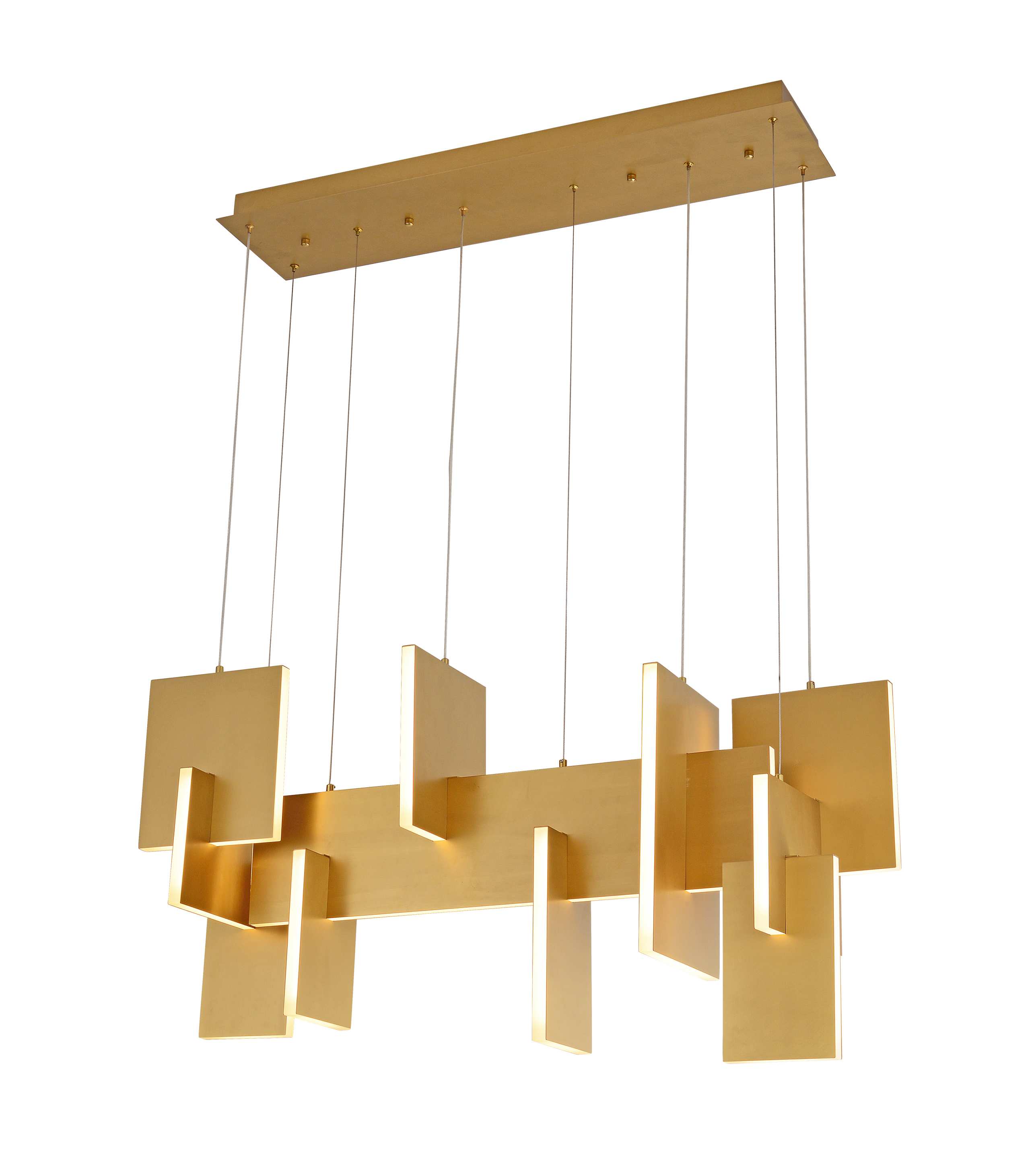 Guld geometrisk panel linjär ljuskrona