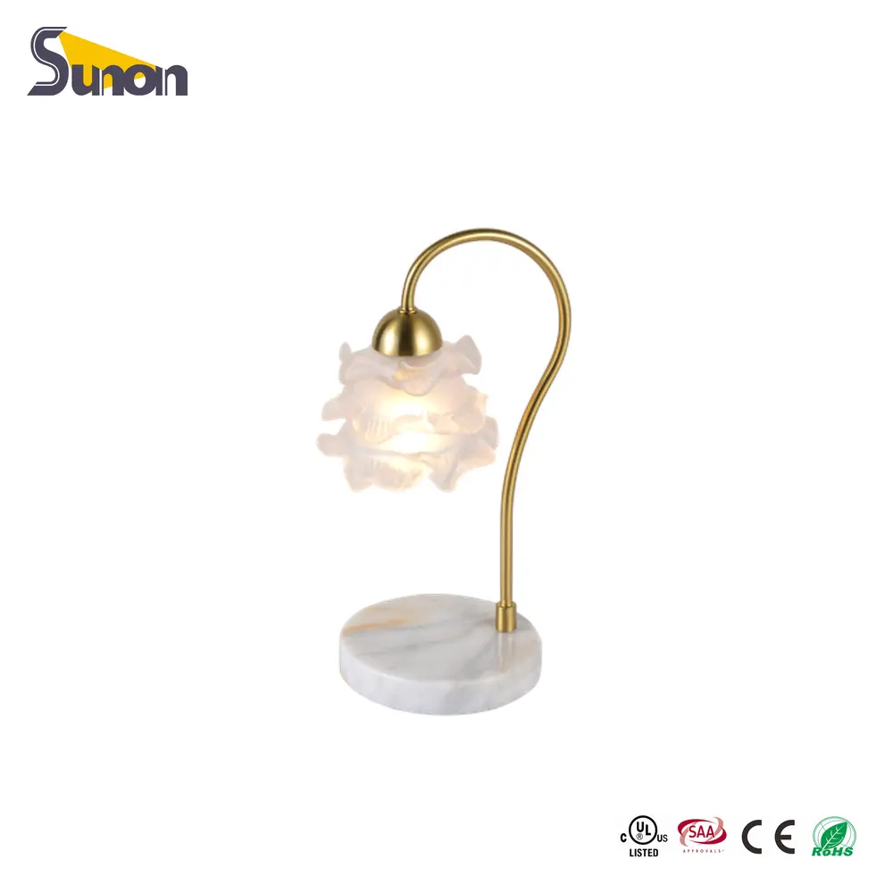1 Light Frosted Glass Petal Table Lamp