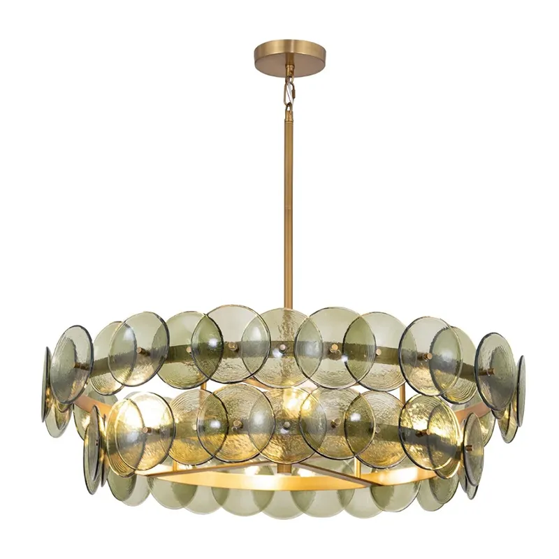 Mid-Century Glas Disc Ljuskrona