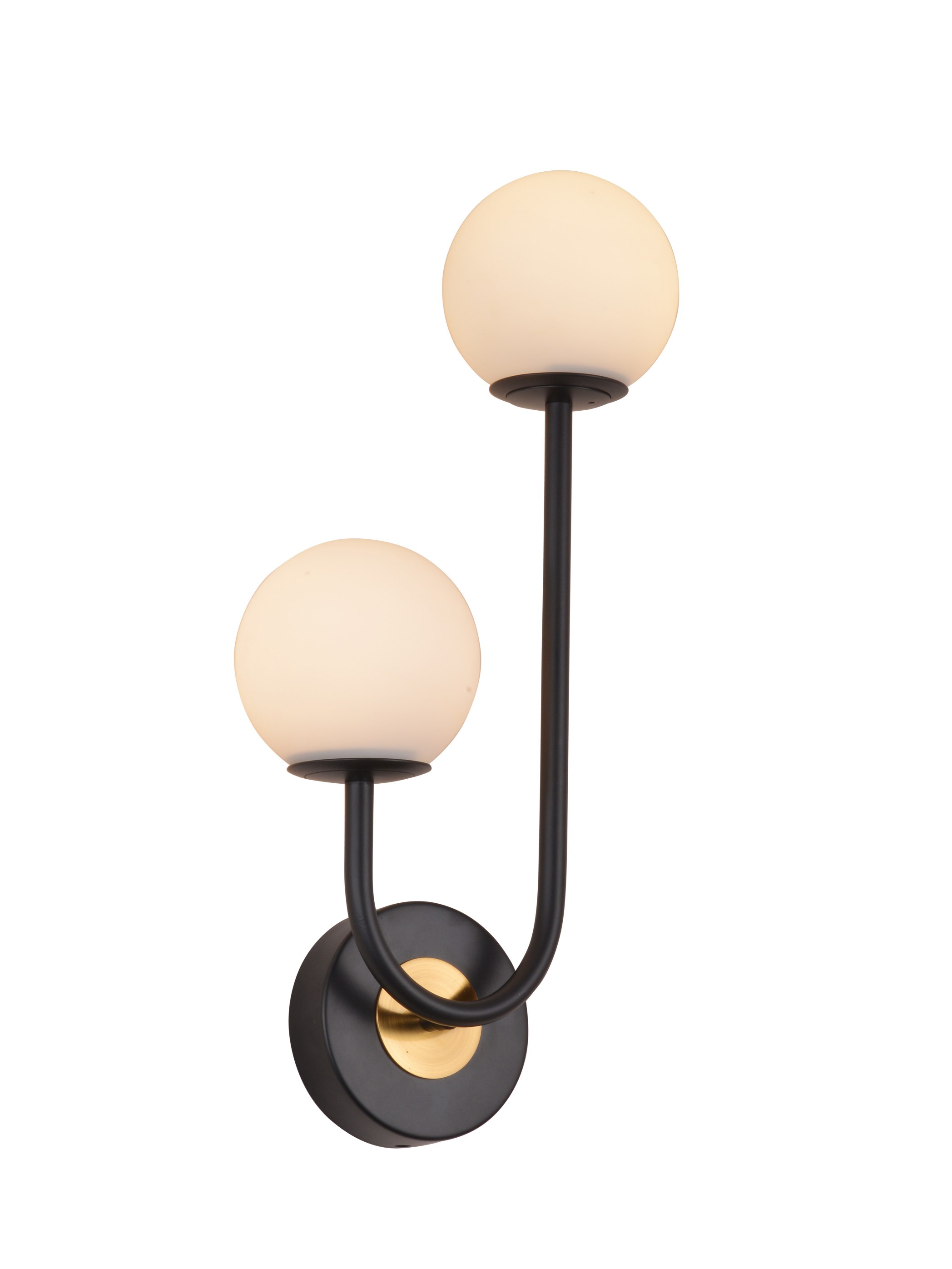 Mid-Century Two Opal Glass Globe Vägglampa